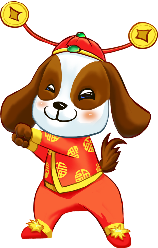 Transparent Bainian Dog Chinese New Year Cartoon Puppy for New Year