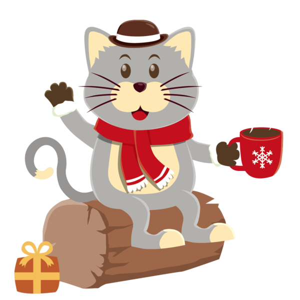Transparent Cat Cartoon Grey Christmas for Christmas
