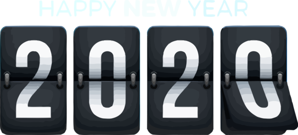 Transparent new-year Text Font Vehicle registration plate for Happy New Year 2020 for New Year