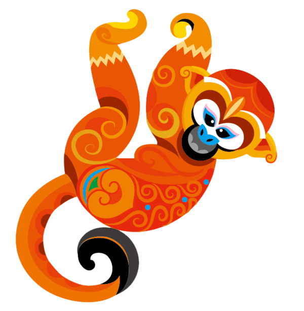 Transparent Monkey Cartoon Strychnos Spinosa Spiral Orange for New Year