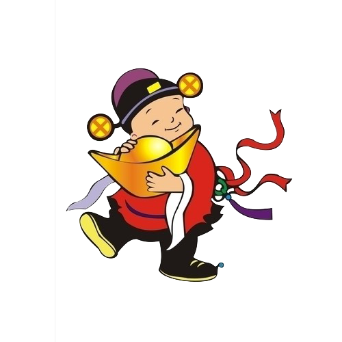 Transparent Caishen Chinese New Year Fu Cartoon for New Year