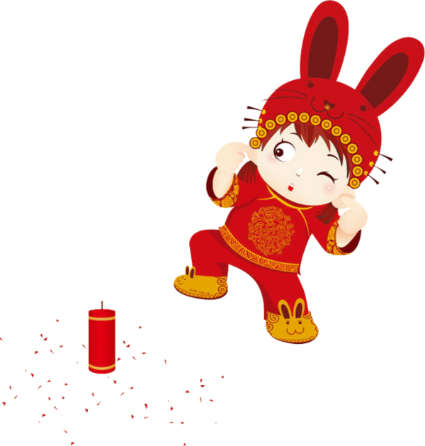 Transparent Chinese New Year Firecracker Lion Dance Food Cartoon for New Year
