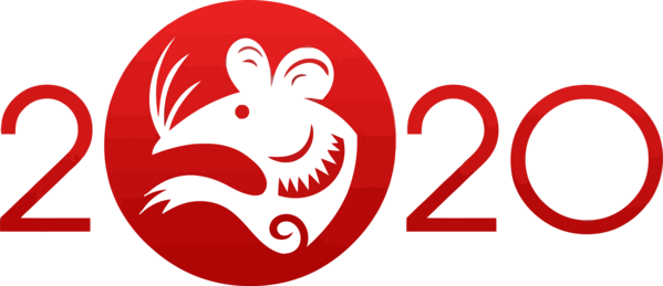 Transparent new-year Red Logo Sticker for Happy New Year 2020 for New Year