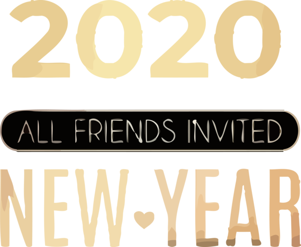 Transparent new-year Font Text Logo for Happy New Year 2020 for New Year