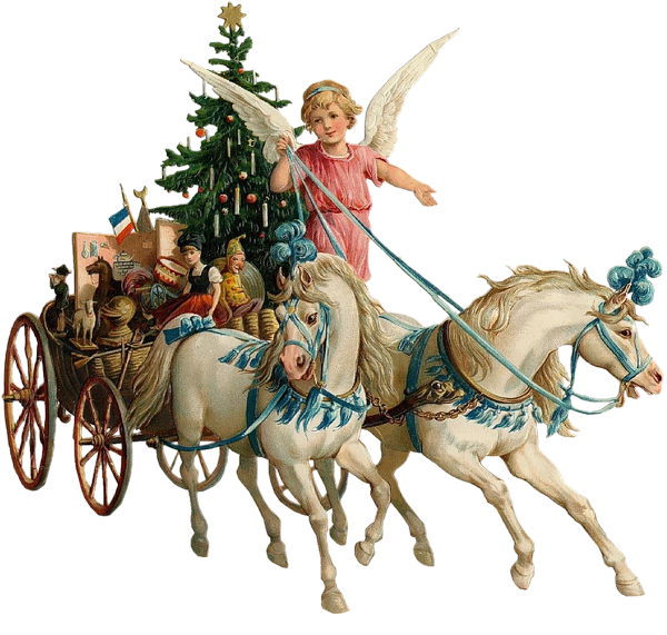 Transparent Christmas Day Christmas Card Santa Claus Carriage Cart for Christmas