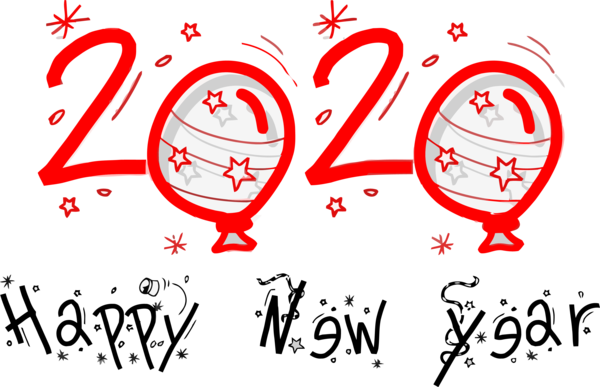 Transparent new-year Text Red Font for Happy New Year 2020 for New Year