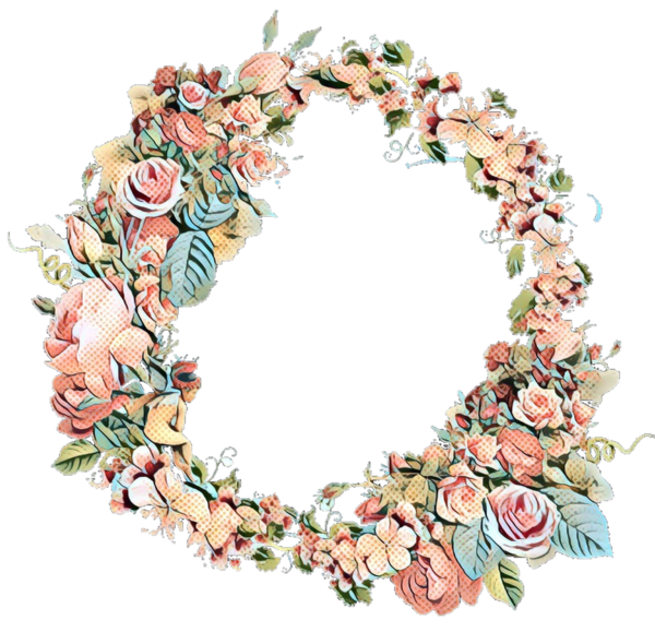 Transparent Wreath Floral Design Watercolor Painting Pink Leaf for Valentines Day
