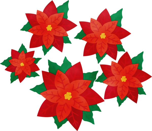 Transparent Floral Design Christmas Ornament Cut Flowers Poinsettia Flower for Christmas