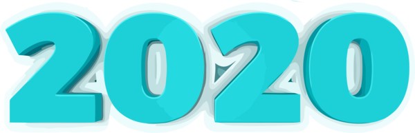 Transparent new-year Aqua Blue Text for Happy New Year 2020 for New Year