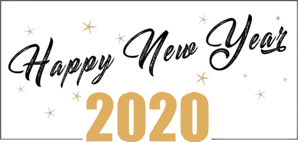 Transparent new-year Font Text Calligraphy for Happy New Year 2020 for New Year
