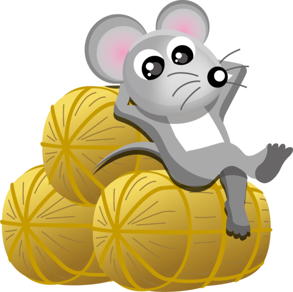 Transparent Mouse Rat Cat Yellow Cartoon for New Year