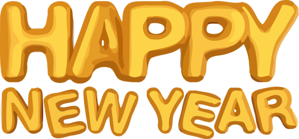 Transparent new-year Text Yellow Font for Happy New Year for New Year