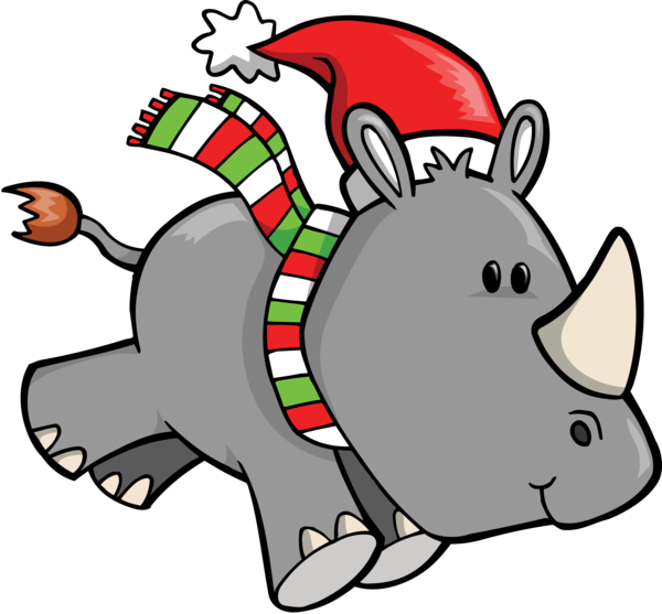 Transparent Rhinoceros Christmas Cartoon Area Animal Figure for Christmas