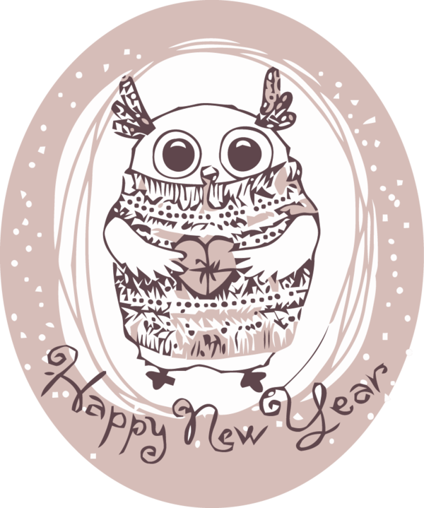 Transparent new-year Owl Bird of prey Circle for Happy New Year for New Year