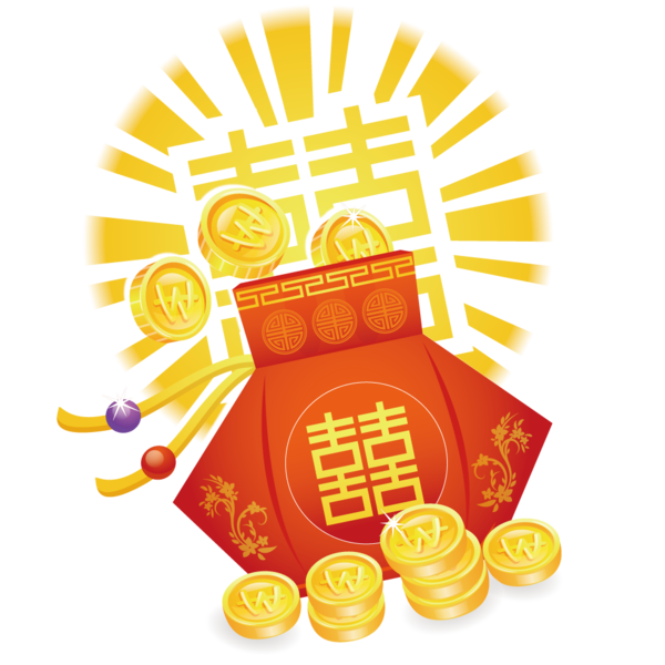 Transparent Fukubukuro Bag Gold Coin Gift Food for New Year