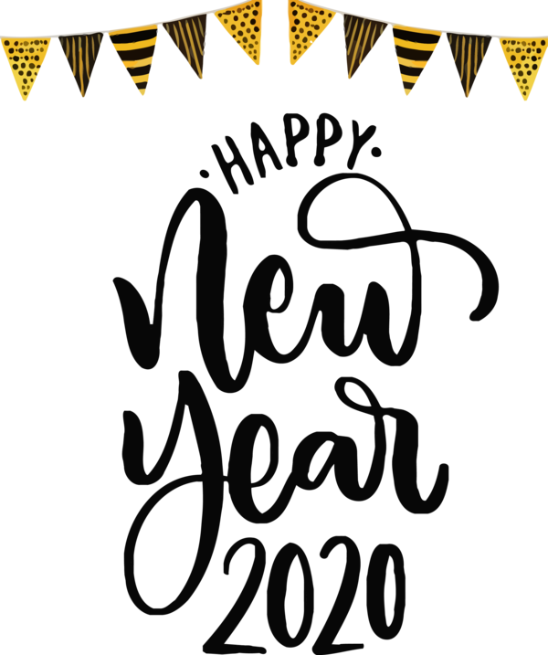 Transparent new-year Font Text Calligraphy for Happy New Year 2020 for New Year
