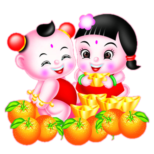 Transparent Mascot Drawing Fuwa Fruit Food for New Year