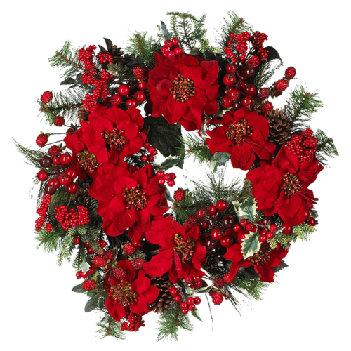 Transparent Wreath Poinsettia Artificial Flower Christmas Decoration Flower for Christmas