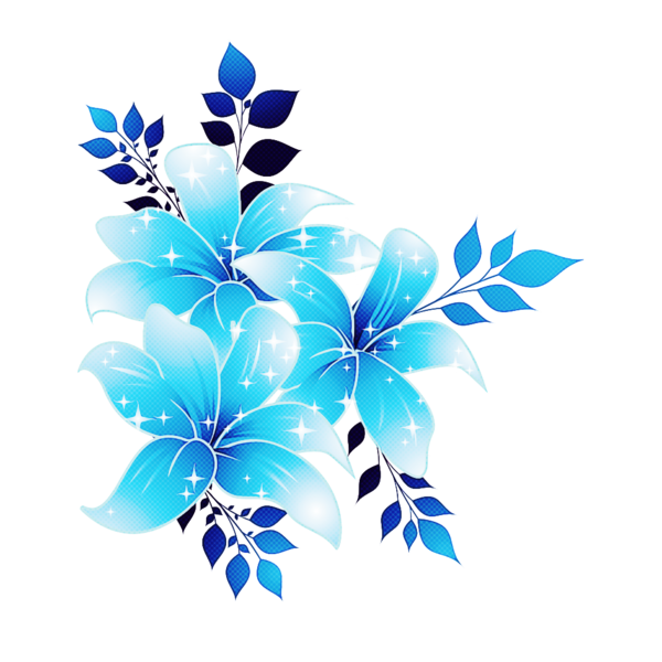 Transparent Floral Design Blue Flower Leaf for Valentines Day