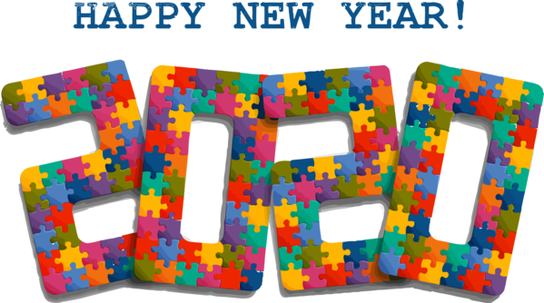 Transparent new-year Font Line Party supply for Happy New Year 2020 for New Year