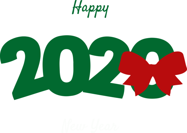 Transparent new-year Green Text Font for Happy New Year 2020 for New Year