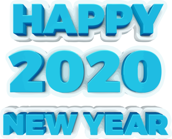 Transparent new-year Text Aqua Turquoise for Happy New Year 2020 for New Year