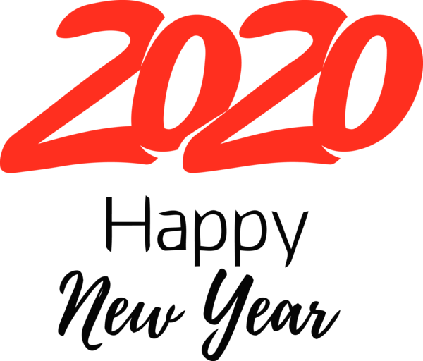 Transparent new-year Text Font Logo for Happy New Year 2020 for New Year