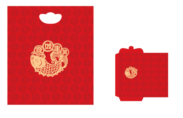 Transparent Chinese New Year Packaging And Labeling Fai Chun Heart Red for New Year