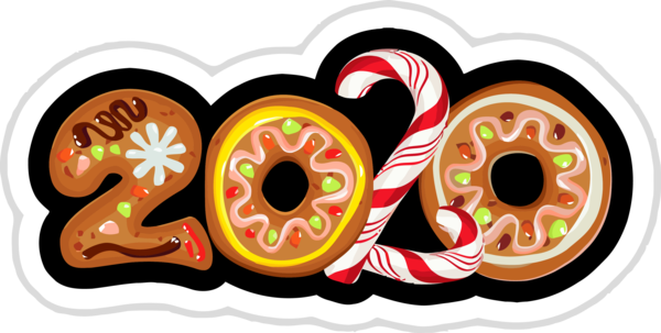 Transparent new-year Doughnut Pastry Font for Happy New Year 2020 for New Year