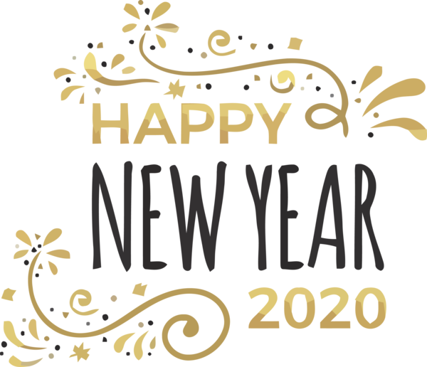 Transparent new-year Text Font Line for Happy New Year 2020 for New Year