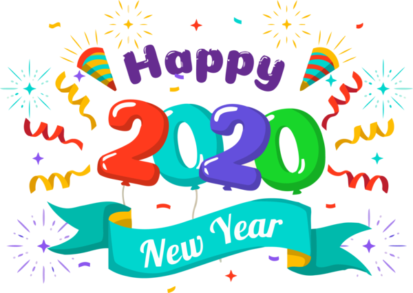 Transparent new-year Text Font Celebrating for Happy New Year 2020 for New Year