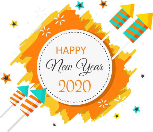 Transparent new-year Yellow Orange Text for Happy New Year 2020 for New Year