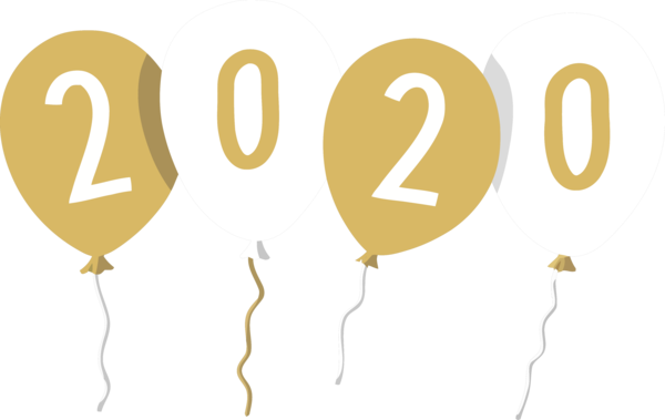Transparent new-year Text Font Yellow for Happy New Year 2020 for New Year