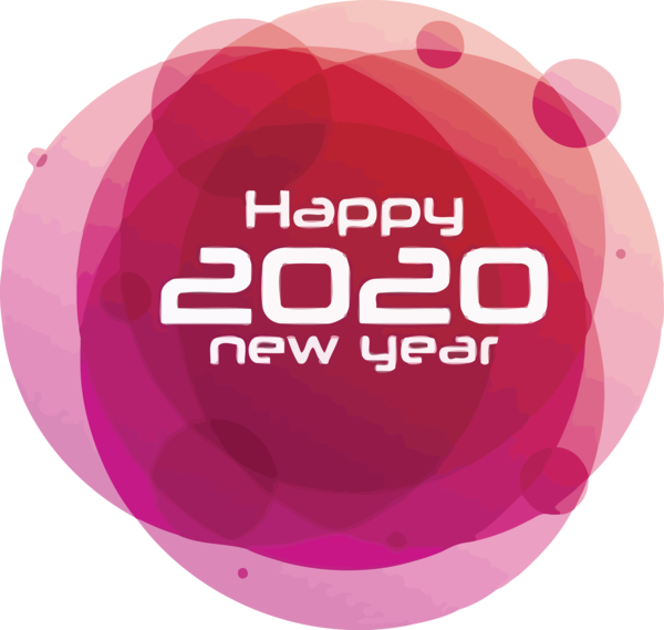 Transparent new-year Pink Text Logo for Happy New Year 2020 for New Year