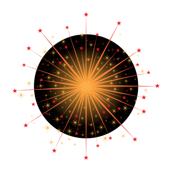 Transparent Fireworks Orange Chinese New Year Symmetry Space for New Year