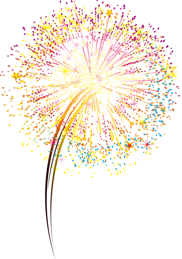 Transparent Fireworks Artificier Web Banner Pink Flower for New Year