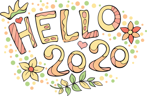 Transparent new-year Font Floral design for Happy New Year 2020 for New Year