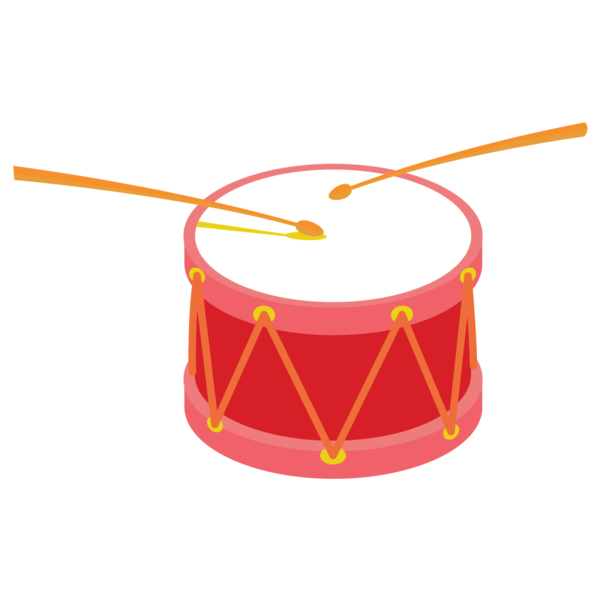 Transparent Drum Snare Drums Cartoon Orange for New Year