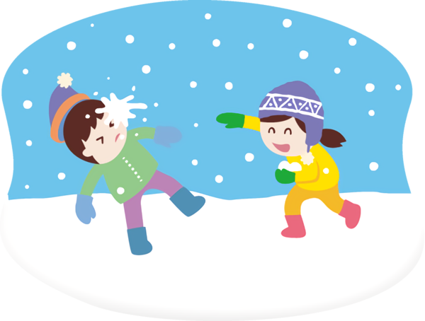 Transparent new-year Cartoon Child Playing in the snow for New Year Party for New Year