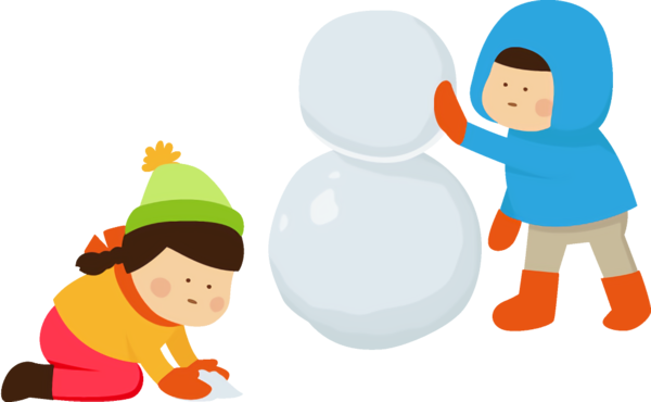Transparent Kids making a snowman for New Year Party for New Year