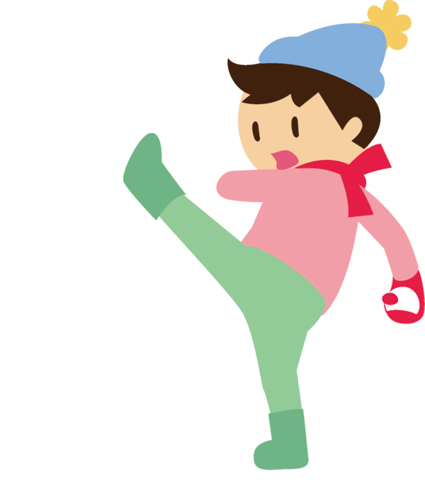 Transparent Boy Throwing a Snowball for New Year