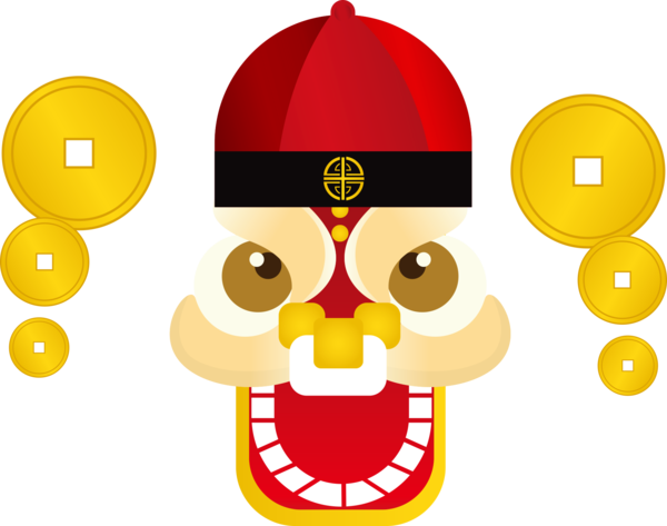Transparent Festival Lion Dance Cartoon Emoticon Smiley for New Year