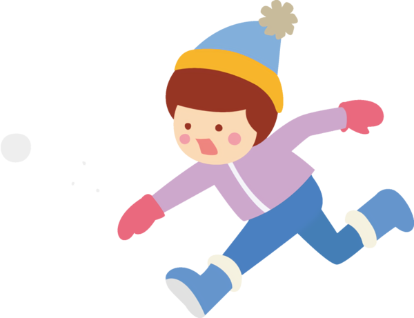 Transparent Cartoon Kid Throwing a Snowball for New Year