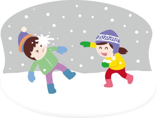 Transparent new-year Cartoon Child Playing in the snow for New Year Party for New Year