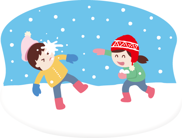 Transparent new-year Cartoon Playing in the snow Child for New Year Party for New Year