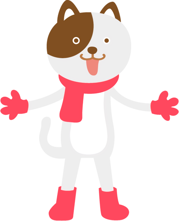 Transparent Cute Cat with Red Scarf for New Year