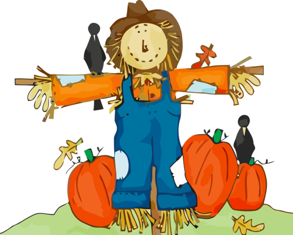 Transparent Thanksgiving Cartoon Scarecrow Child art for Thanksgiving Pumpkin for Thanksgiving