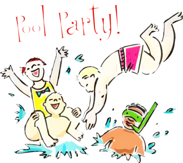 Transparent Party Swimming Pools Swimming Cartoon Celebrating for International Childrens Day