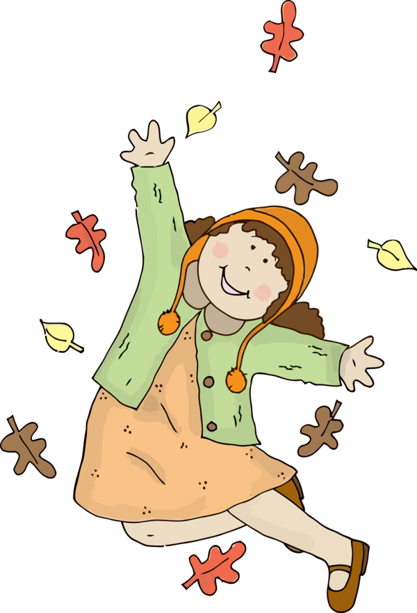 Transparent Thanksgiving Cartoon Happy Playing with kids for Fall Leaves for Thanksgiving