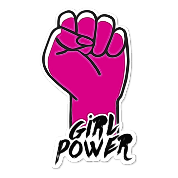 Transparent Girl Power Girl Woman Pink Text for International Womens Day